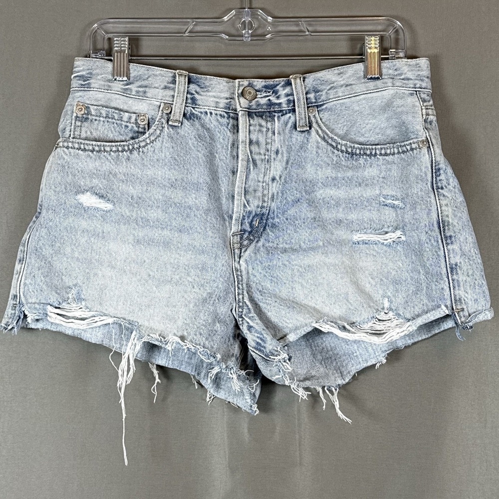 Pistola Nova Relaxed High Rise Cut-Off Denim Shorts Light Wash Moonlight 29